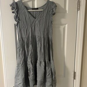 Primark Gray Midi Dress with Ruffle Sleeves